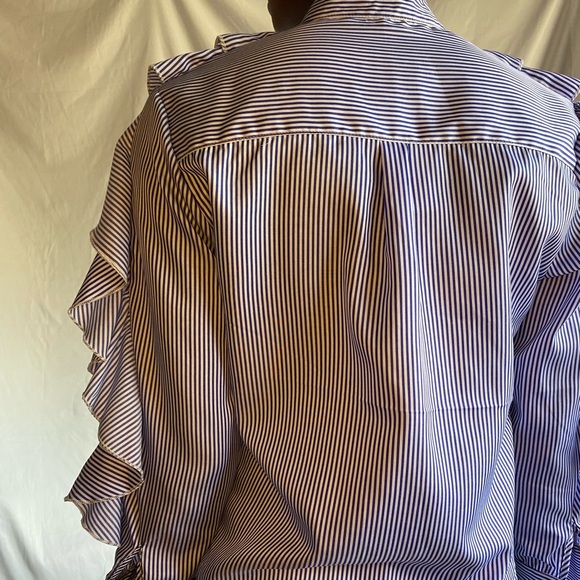 Stripped ruffle button down blouse - Picture 5 of 6